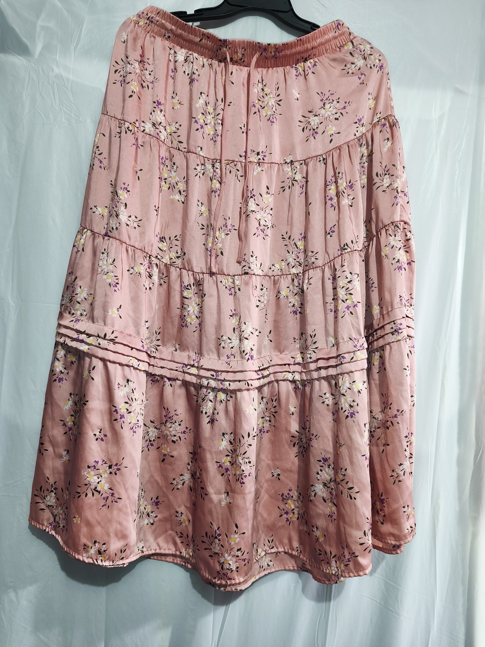 Women's Pink Floral Tiered Skirt